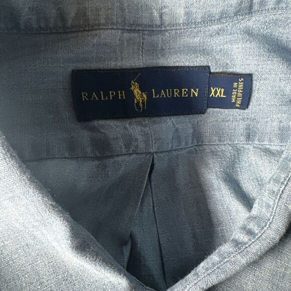 Polo Ralph Lauren Shirt Mens Light Denim Long Sleeve Classic Button Down XXL 2XL - Picture 4 of 5